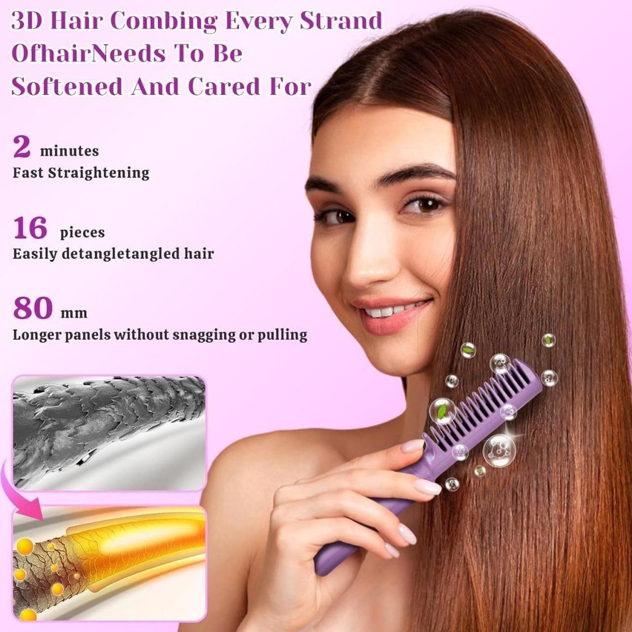 Meneflix Cordless Mini Hair Straightener Comb – Portable Rechargeable Styling Tool